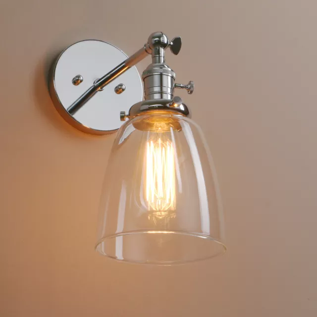 5.6"Cloche Clear Glass Retro Industrial Wall Lamp Sconce Loft Up Down Wall Light 2