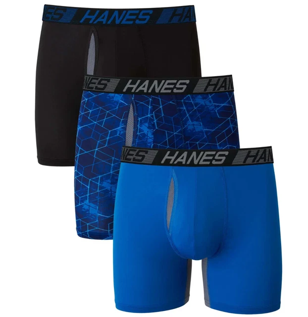 HANES MEN'S XTEMP Performance Cool Boxer Briefs 3Pack Tagless Regular