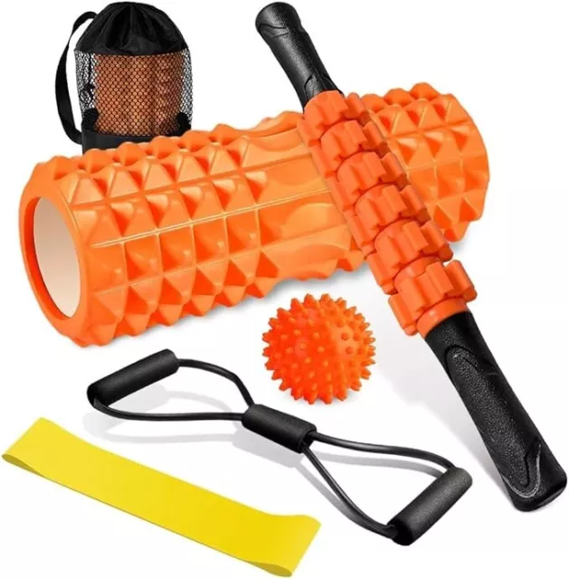 KIT Rullo Massaggio Muscolare-6 in 1 Foam Roller Rullo in Schiuma Pallina