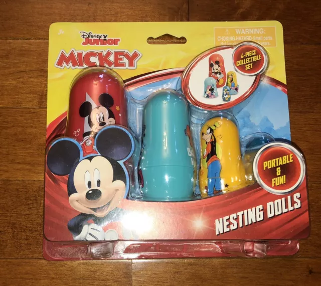 Disney Mickey Mouse Minnie Donald Goofy Set of 4 Nesting Dolls Nesting Eggs New