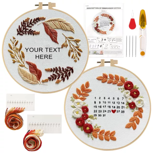 2 Sets Embroidery Starter Kit for Beginners Cross Stitch Stamped DIY Decor Craft