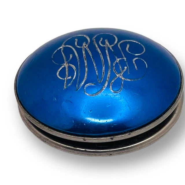 Vintage Blue Enameled Bubble Locket - Estate Necklace Photo - Mid Century