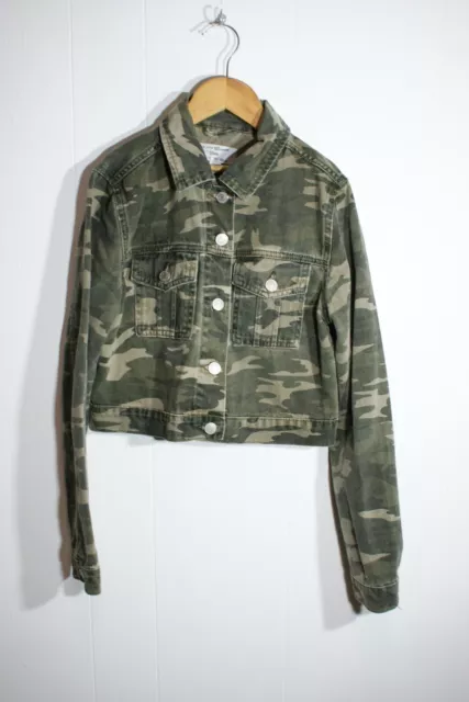 New Look 915 Generation Girls Camo Denim Jacket -Green- Age 12-13 Years (Na119)