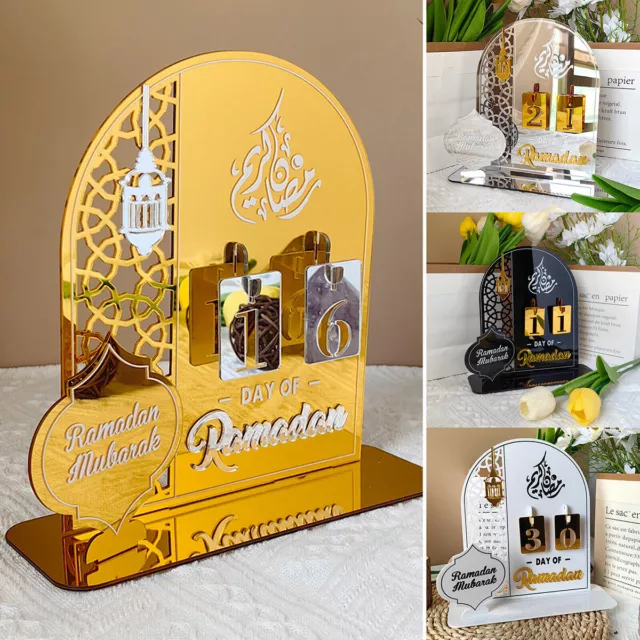 Ramadan Countdown Calendar 2024 Eid Mubarak Table Decoration Acrylic Home Decor