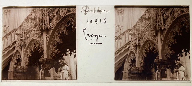 TROYES PLAQUE VERRE 45x107 VUE PHOTO STEREOSCOPIQUE VERASCOPE RICHARD