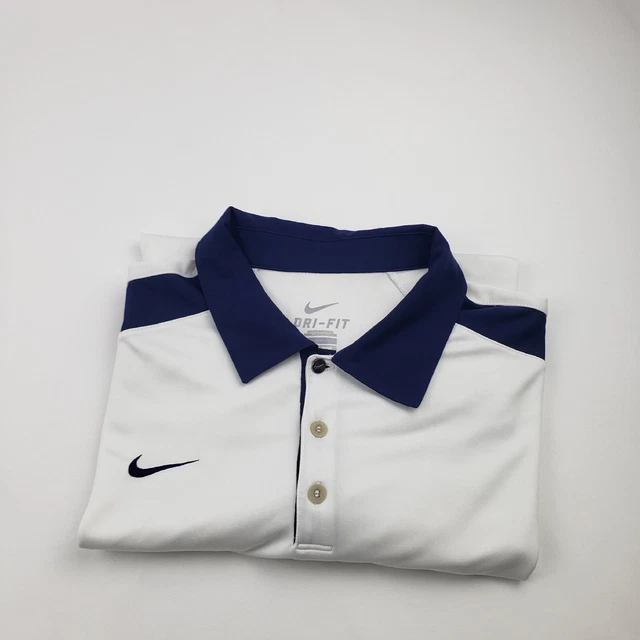 Nike Mens Polo Tshirt Size XLarge Color White&Blue Comfort Casual Golf Dri-Fit