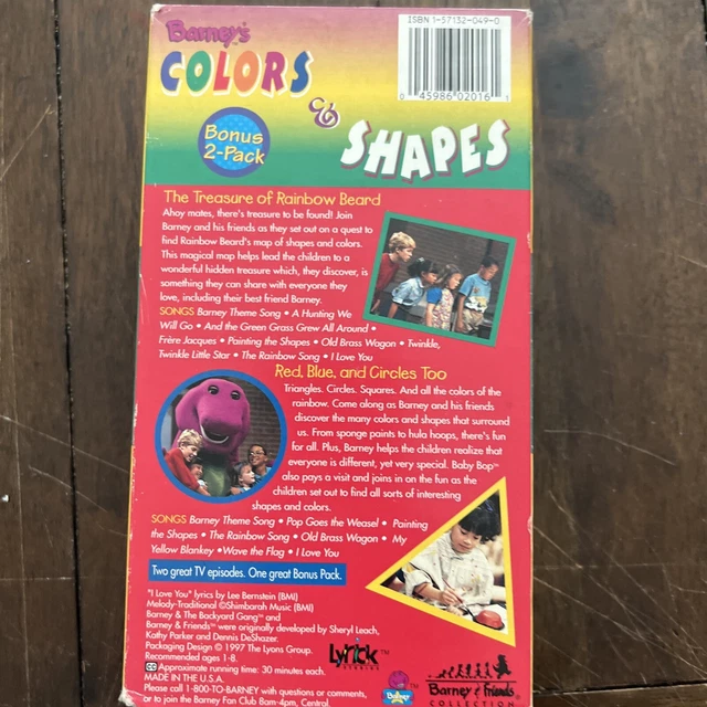 BARNEY BARNEYS Colors Shapes (VHS, 1997, 2Tape Set) 10.29 PicClick CA