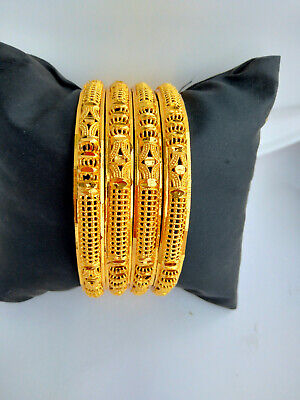 Indian Bollywood Ethnic 4PC Gold Tone Jewelry Fashion Bangles Bracelets Set