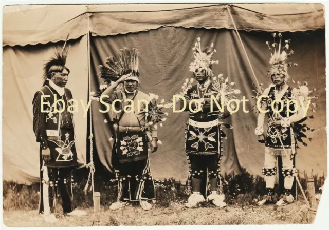 Native American Indians in Full Dress Aprons etc c 1900-1910 RARE - Orig Photo -