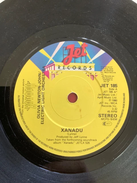 Electric light orchestra  Olivia newton John  XANADU 7” vinyl. VG + JET  1980