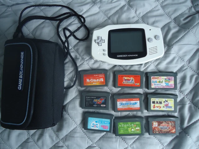 Console Nintendo Game Boy Advance GBA blanche originale pochette et 9 jeux wario