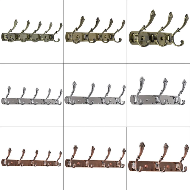 3/4/5 Hooks Stainless Steel Wall Mount Hook Coat and Hat Rack Robe Towel Hanger