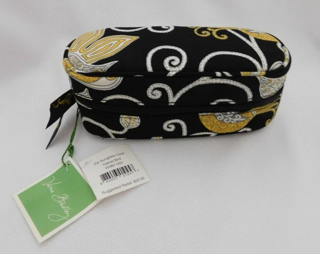 VERA BRADLEY Zip Sunglass Case - Eyeglass Glasses - Yellow Bird - Black - NWT