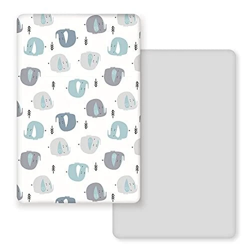 Stretchy Ultra Soft Jersey Knit Fitted Pack n Play Sheets Set 2 Pack Portable...