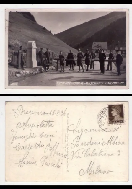 Cartolina/postcard Confine Italia-Austria. Brennero. 1936