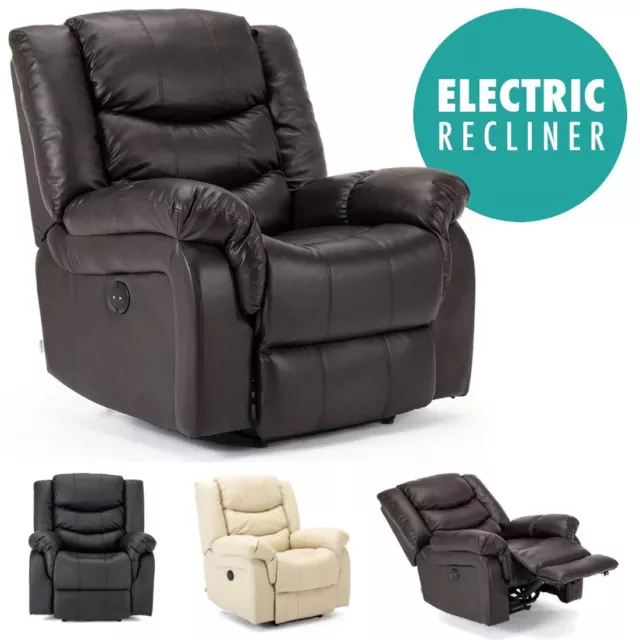 SEATTLE ELECTRIC LEATHER Auto Recliner Armchair Sofa Home Lounge Chair
