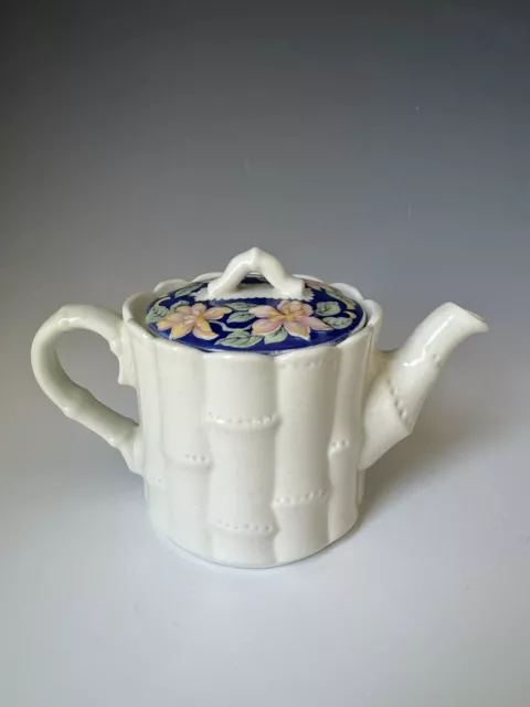 Vintage Sadler Teapot Floral w/Lid Bamboo Detail England Blue Pink Green White