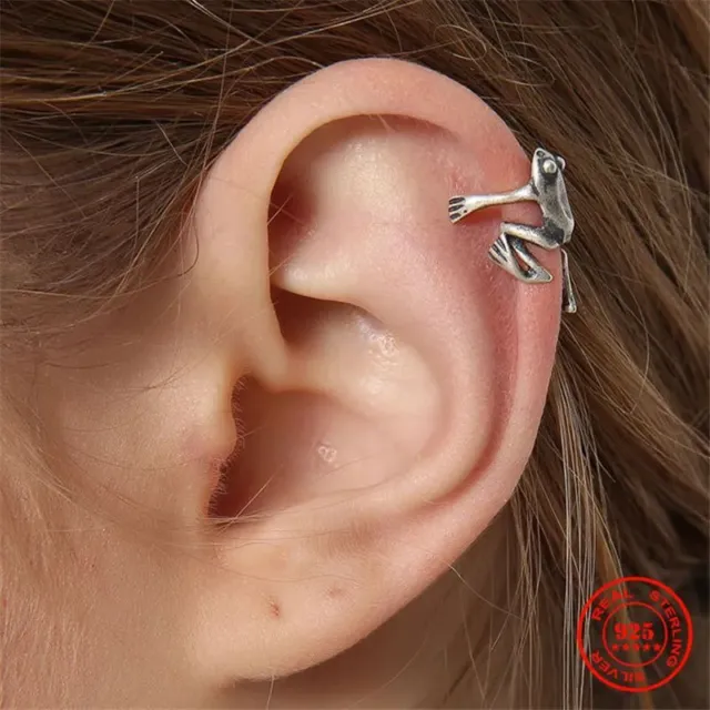 1PC Frog Shape Cuff Earring Silver Color Clip On Earrings Women Men Jewelry Gift