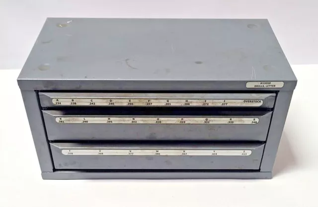 HUOT #13050 FRACTIONAL FULL Twist DRILL BITS DISPENSER ORGANIZER CABINET