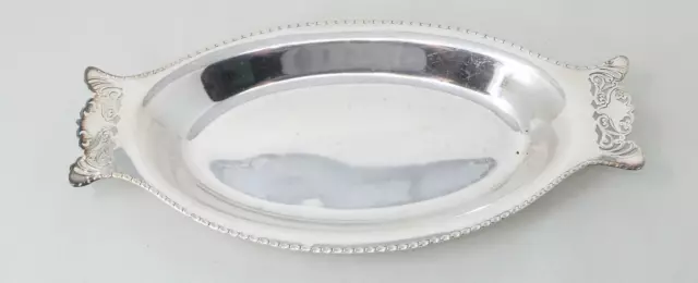 Oval Serving Dish Silver Plated Vintage with Pierced Pattern Handles 32cm