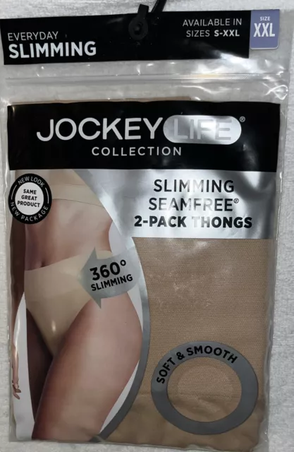 New Jockey Life Slimming Thong Size XL Brown 2 Pack Seamfree