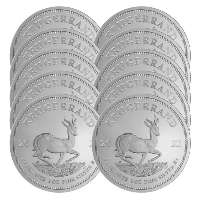 Lot of 10 - 2022 South Africa 1 oz Silver Krugerrand R1 Coins GEM BU