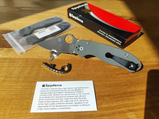 Spyderco Para 3 Maxamet + RGT Burlap Black Micarta Griffschalen