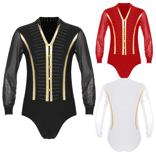 Camicia da uomo Sparkle strass moderna jazz latina top sala da ballo rumba body