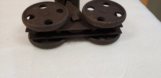 Antique Vintage Cast Iron  Barn Door Roller Farm Tool 2