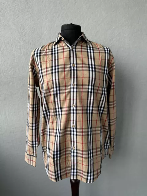 Burberry Casual Cotton Shirt Nova Check Plaid Mens Size Medium/Large