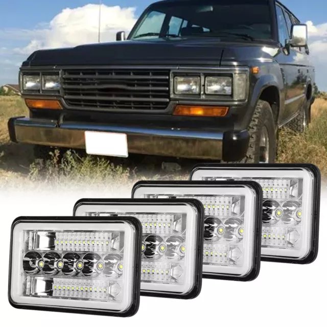 4”x6'' LED Headlights Hi/Lo Beam w/ DRL For Toyota Landcruiser 60 80 Series