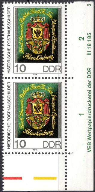 DDR 1990 Mi.Nr. 3302 ** postfrisch Eckrand mit DV Druckvermerk FN 2
