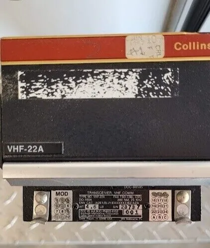 Collins VHF-22A VHF Comm Transceiver PN: 622-6152-001