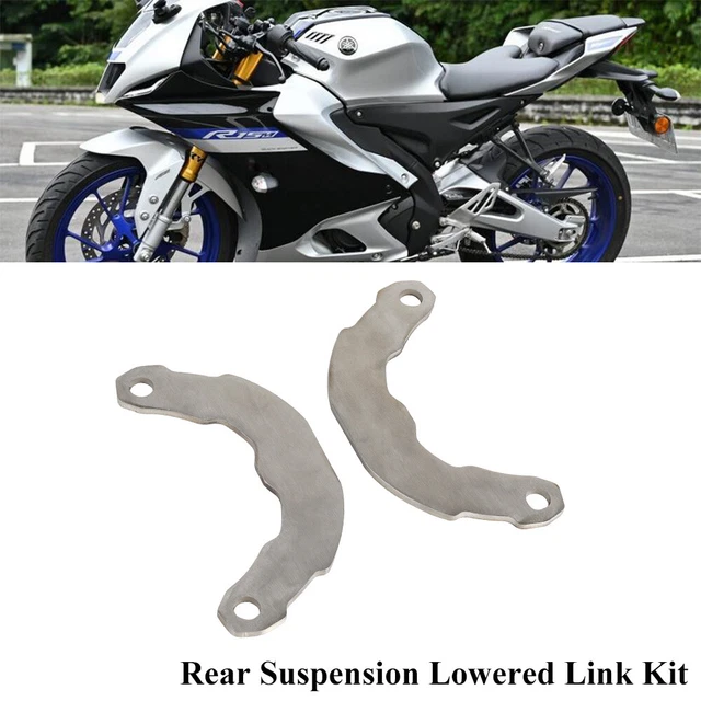Lowered R15 5MM STAINLESS SILVER Rear Suspension Lowered Link Kit For Yamaha YZF ...