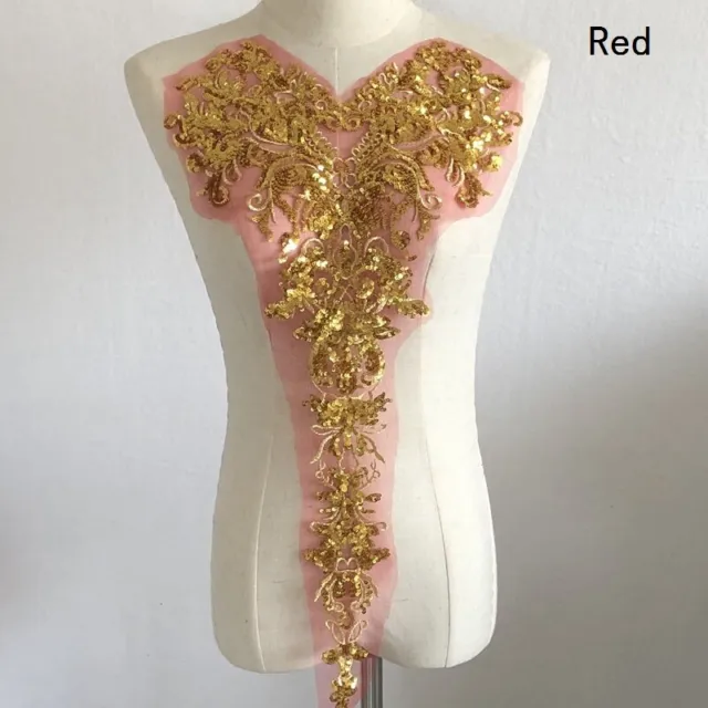 Aplicación de encaje parche de borde lentejuelas brillo flores vestido de novia artículos de baile decoración