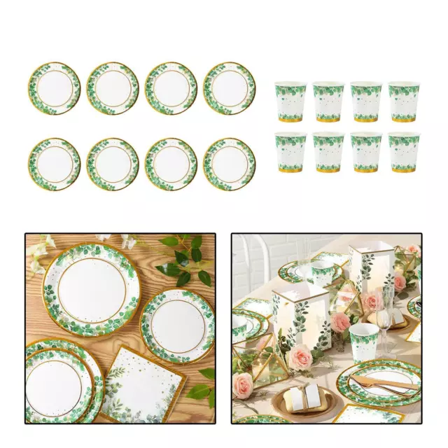 Green Party Plates Supplies Party Decor Dinnerware Set Paper Plates for