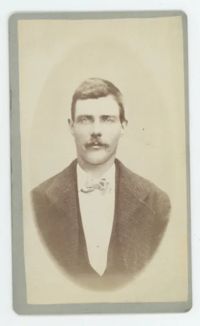 Antique CDV Circa 1870s Handsome Man With Mustache in Suit Price Napa City, CA