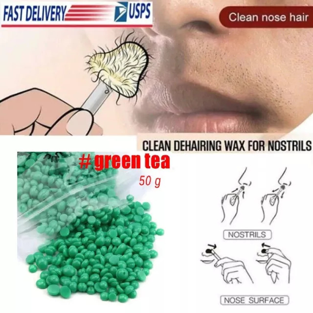 Nose Hair Wax Bean Bead Painless Removal Kit Nasal Waxing Clean Green Tea Scent