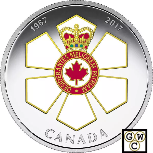2017 Order of Canada-Canadian Honours' Color Proof $20 Silver 1oz .9999(18158)NT