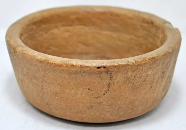 Antique Sand Stone Kitchenware Round Bowl Original Old Hand Carved