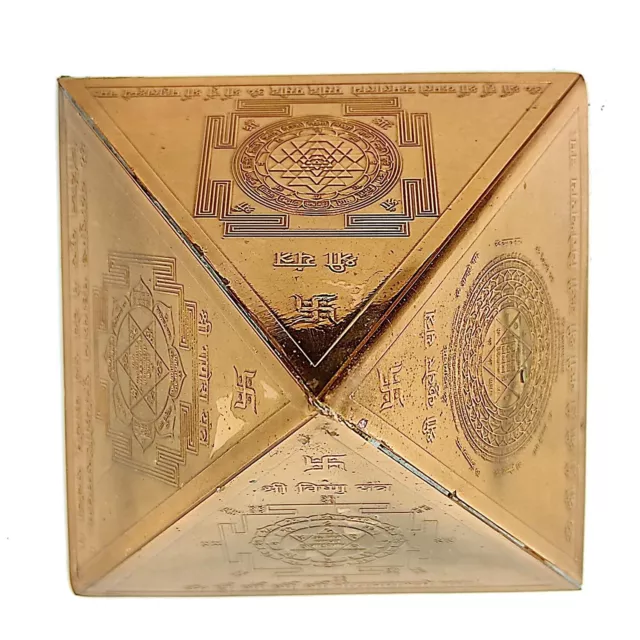 Copper Plain Meditation Pyramid size For Wealth Yantra 6 PCS 3X3 inch tall