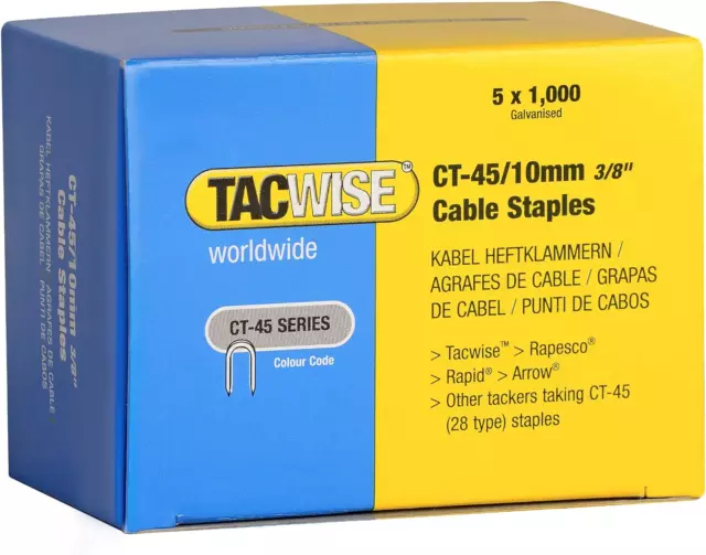 Tacwise CT-45/10mm Cable Tacker Staples 5,000 5 x 1,000 packs