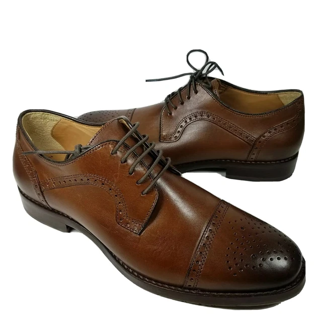 JOHNSTON & MURPHY Mens Karnes Brown Leather Lace Up Cap Toe  display picture 1