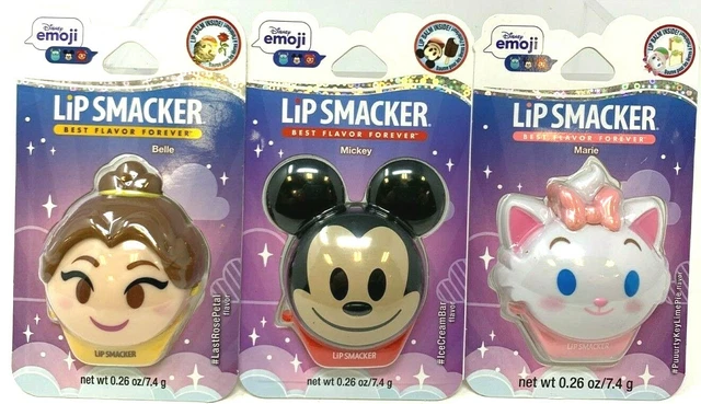 (3) Lip Smacker Disney Emoji Lip Balm Sealed 0.26 oz Ea Marie Mickey Mouse Belle