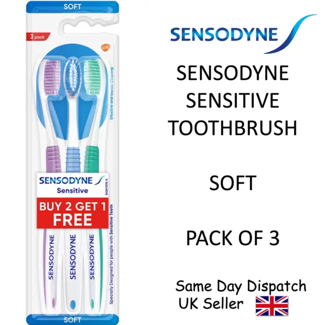 Sensodyne Sensitive Toothbrush Soft Bristles Effective Gentle Cleaning x3