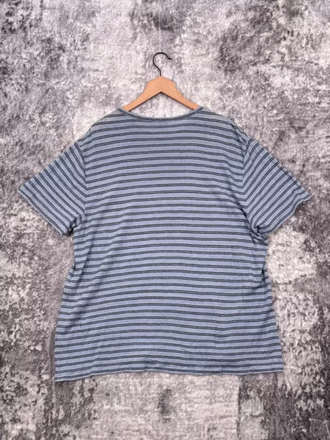 Vince Shirt XXL Mens Blue Linen Knit Striped Short Sleeve Henley 3