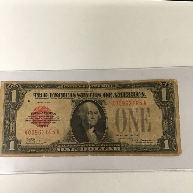 1928 Series $1 US Note Red Seal Funny Back