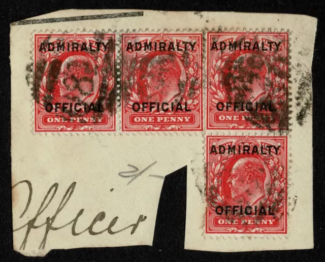 1903 SG O108 ADMIRALTY OFFICIAL 1d Scarlet Type II O/P x2 Pairs VG/FU Cat. £100+