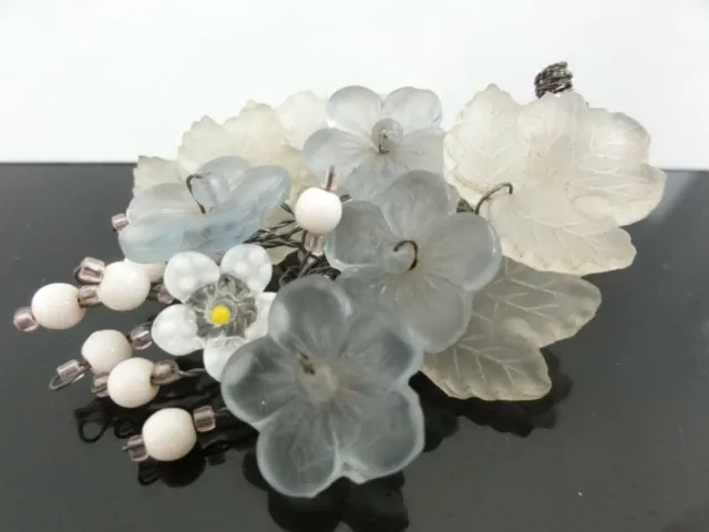 EARLY MIRIAM  HASKELL 1930's HAND MADE GLASS FLOWERS LEAVES BERRIES DRESS CLIP
