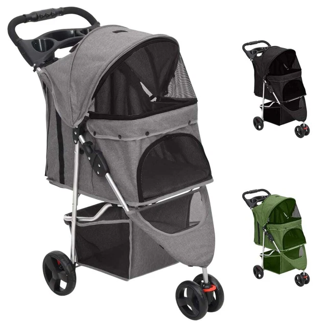 Cochecito para perros plegable tela oxford gris 80x46x98 cm vidaXL